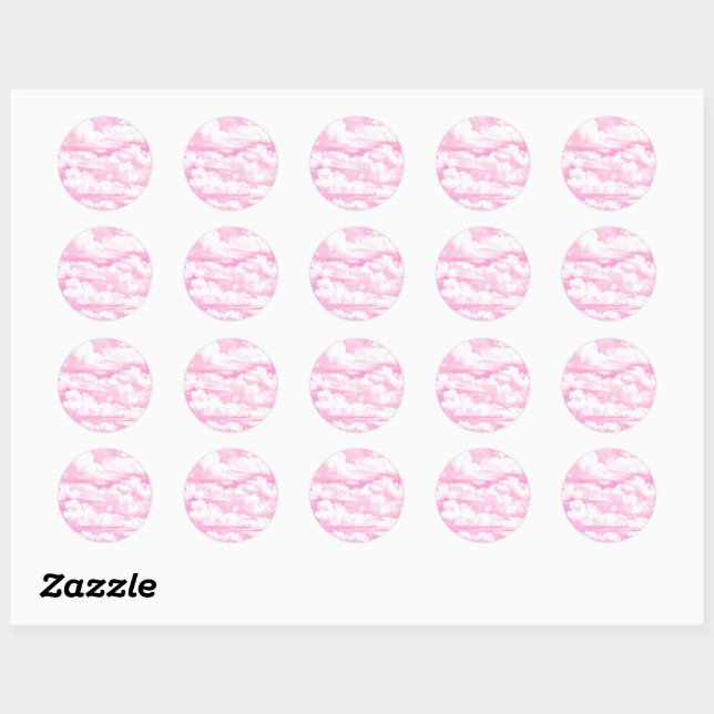 Decorative Elegant Soft Powder Pink Clouds Classic Round Sticker (Sheet)
