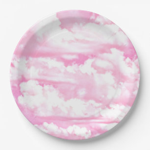 Decorative Elegant Soft Powder Pink Clouds Paper Plate