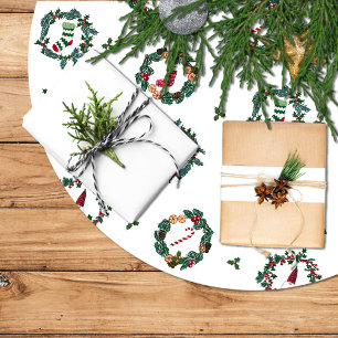 Decorative elements of Christmas within crowns Brushed Polyester Tree Skirt