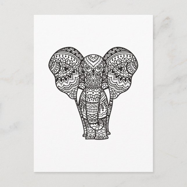 Decorative Elephant Style Postcard (Front)
