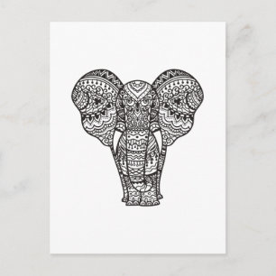 Decorative Elephant Style Postcard