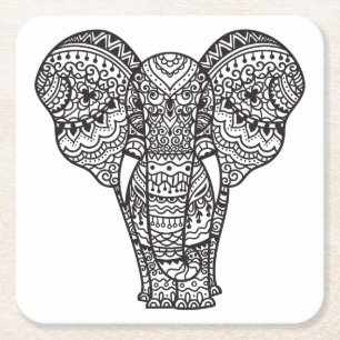 Decorative Elephant Style Square Paper Coaster