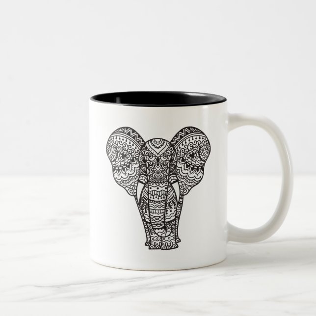 Decorative Elephant Style Two-Tone Coffee Mug (Right)
