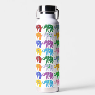 Decorative Elephants Colourful Pattern Water Bottle