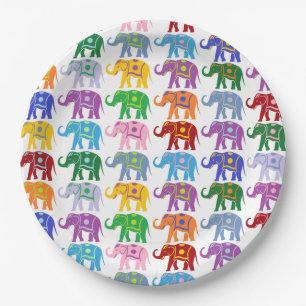Decorative Elephants Paper Plate