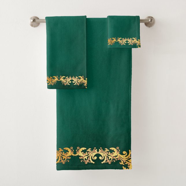 Decorative Emerald Green  Bath Towel Set (Insitu)