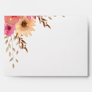 Decorative Envelope Pink Floral Watercolor Bouquet