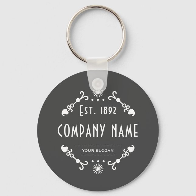 Decorative Established Company Name Key Ring (Front)