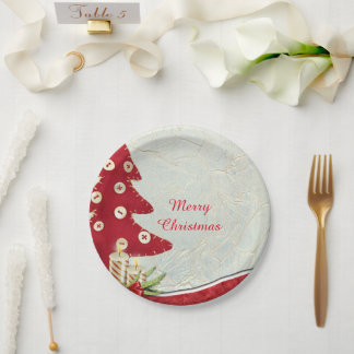 Decorative Faux Felt Christmas Tree Paper Plate
