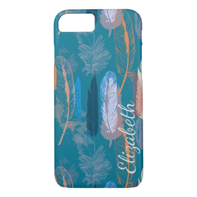 Decorative Feather Design Personalised Case-Mate iPhone Case (Back)