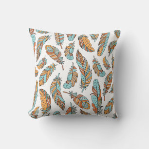 Decorative Feathers: Hand-Drawn Vintage Art Cushion
