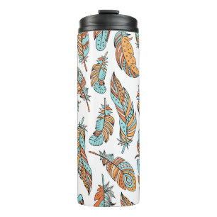 Decorative Feathers: Hand-Drawn Vintage Art Thermal Tumbler