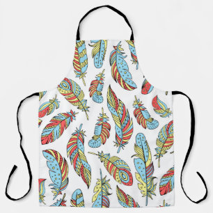 Decorative feathers seamless pattern. Hand drawn v Apron