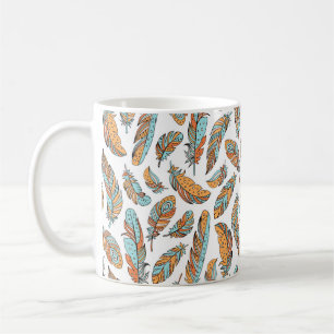 Decorative feathers seamless pattern. Hand drawn v Coffee Mug