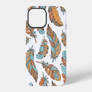 Decorative feathers seamless pattern. Hand drawn v iPhone 12 Case