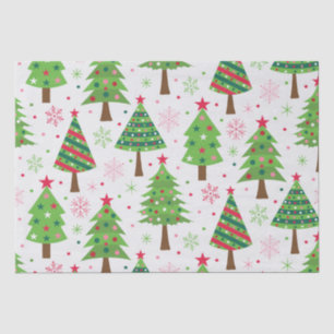 Decorative Festive Green Christmas Trees Pattern Tissue Paper