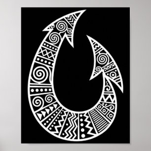 Decorative fishing hook tribal art fishing hook poster
