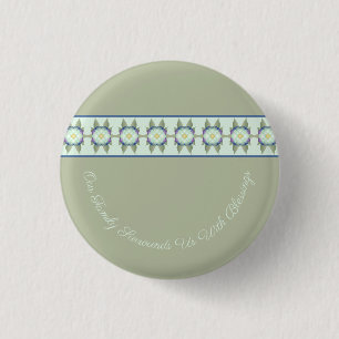 Decorative Floral Accented 3 Cm Round Badge