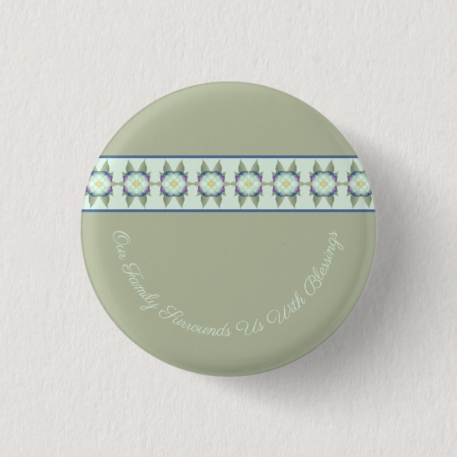 Decorative Floral Accented 3 Cm Round Badge (Front)