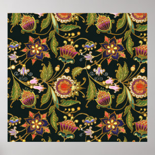 Decorative Floral: Acrylic Golden Purple. Poster