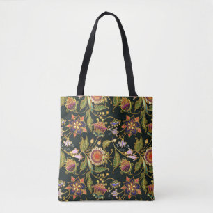Decorative Floral: Acrylic Golden Purple. Tote Bag