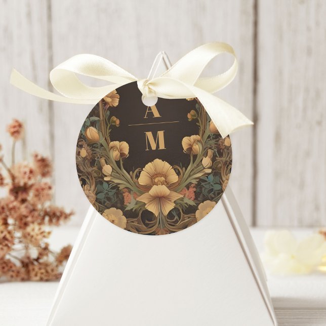 Decorative Floral Art Nouveau Wedding Classic Round Sticker (Creator Uploaded)