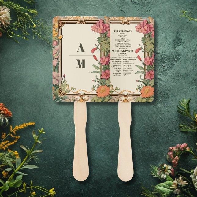 Decorative Floral Art Nouveau Wedding Hand Fan (Creator Uploaded)