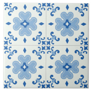 Decorative Floral Blue Tile