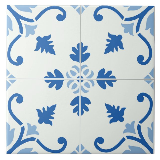 Decorative Floral Blue Tile (Front)