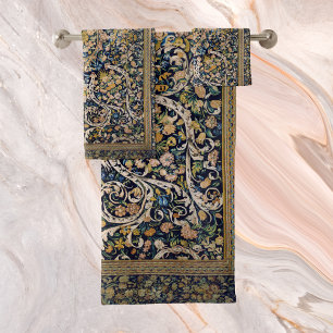 Decorative Floral Carpet Pattern Bath Towel Set