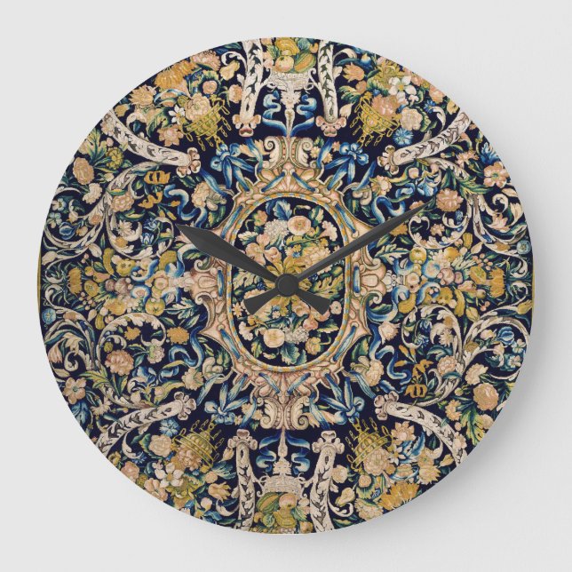 Decorative Floral Carpet Pattern Large Clock (Front)