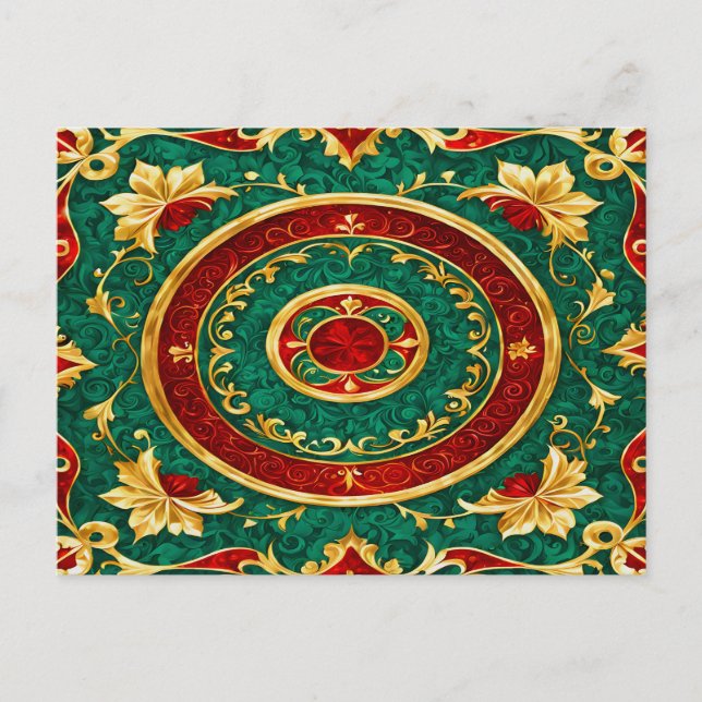 Decorative Floral Christmas Holiday Postcard (Front)