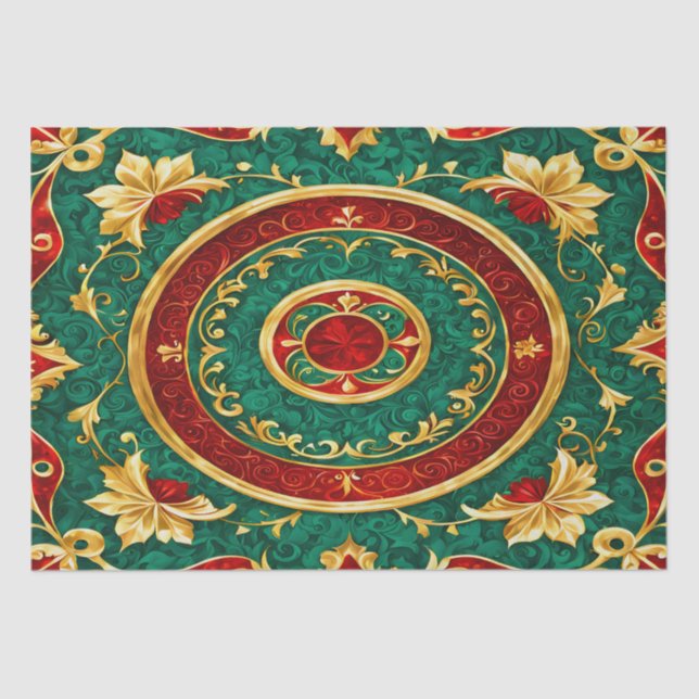 Decorative Floral Christmas Holiday Tissue Paper (Front)