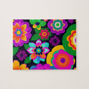 Decorative Floral Colourful Pattern Flowers Jigsaw Puzzle