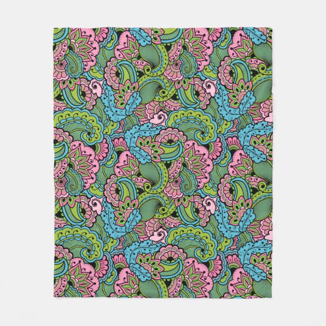 Decorative Floral Fleece Blanket (Front)
