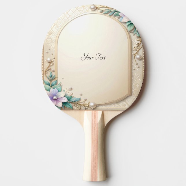 Decorative Floral Frame Ping Pong Paddle (Front)