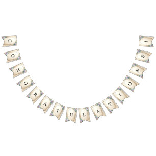 Decorative Floral Frame with Pearls Bunting Flag