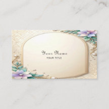 Decorative Floral Frame with Pearls Business Card