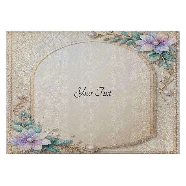 Decorative Floral Frame with Pearls Cutting Board (Front)