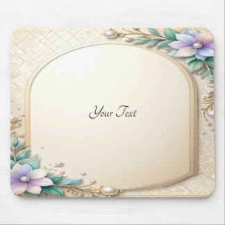 Decorative Floral Frame with Pearls Mousepad