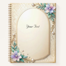 Decorative Floral Frame with Pearls Notebook