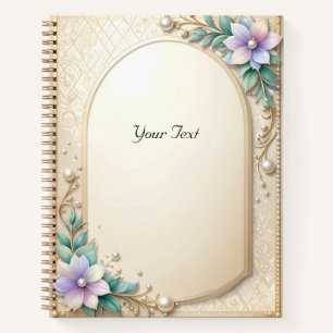 Decorative Floral Frame with Pearls Notebook