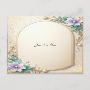 Decorative Floral Frame with Pearls Postcard