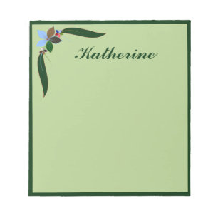 Decorative Floral Green Border Personalised Notepad