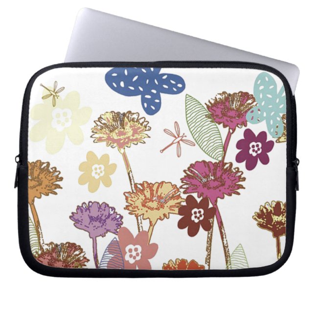 Decorative Floral Laptop Sleeve (Front)