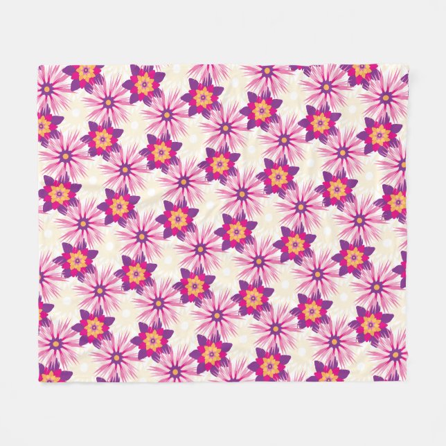 Decorative Floral pattern Pink Purple Astra Modern Fleece Blanket (Front (Horizontal))