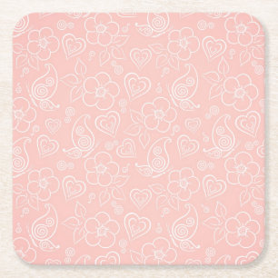 Decorative floral pattern square paper coaster