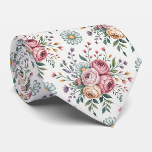 Decorative Floral Pattern Tie