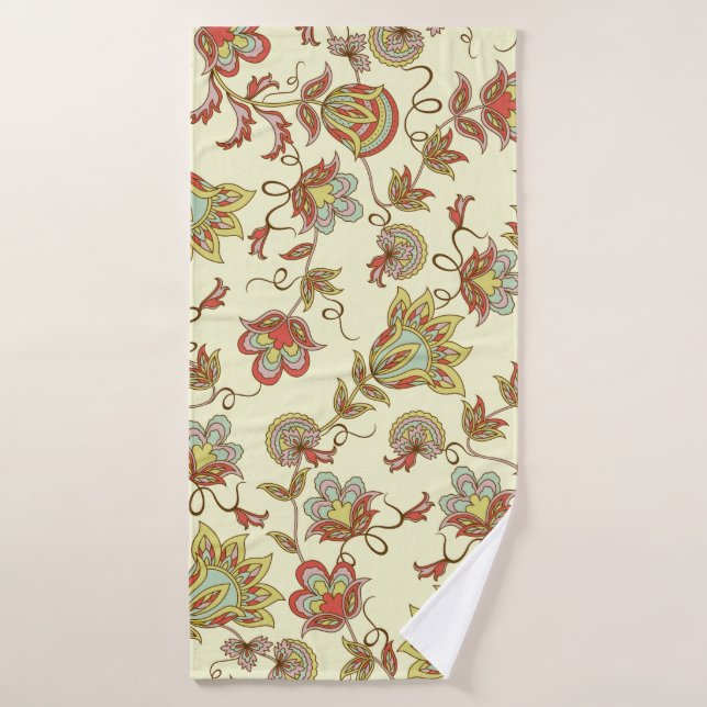 Decorative floral pattern with delicate plants of  bath towel (Bath Towel)