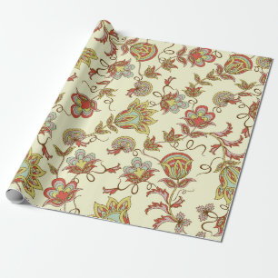 Decorative floral pattern with delicate plants of  wrapping paper